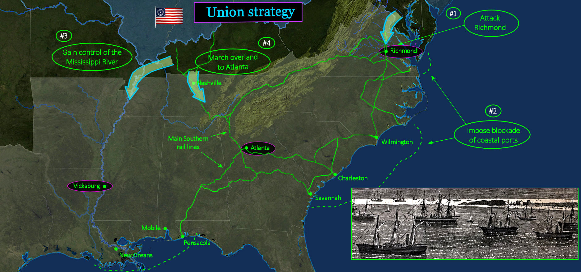 Union strategy, 1861 map